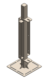 Stainless 4 Way Nursery Post; 3 Bolt-on; 1 Drop Pin  Image